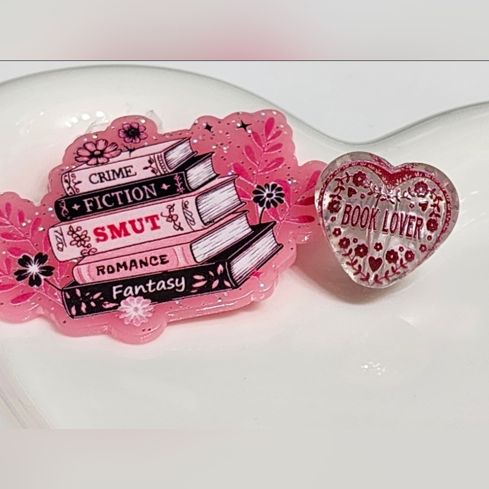 Book Lover‎ Flatback Focal Bead Acrylic Badge Beaded Pen Keychain
